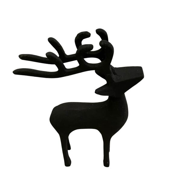 Set of 2 Black Metal Christmas Reindeer 11in Made in India Holiday Decor New - Picture 12 of 16